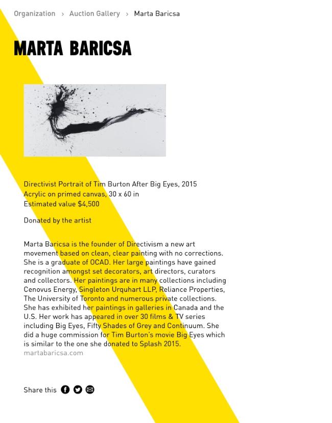 Marta Baricsa Splash 2016 donation to arts umbrella