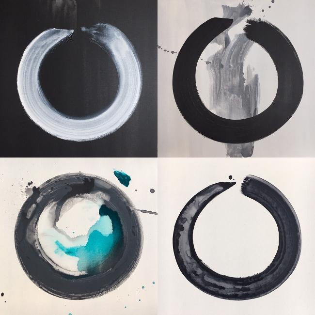 4 om paintings 30 x 30 inches by Marta baricsa
