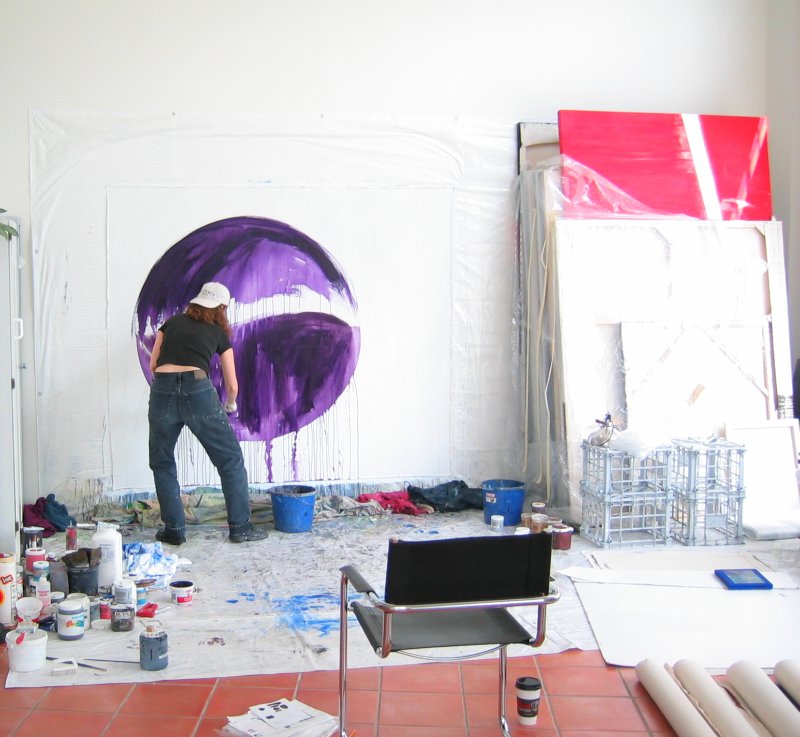 Marta Baricsa painting in studio 