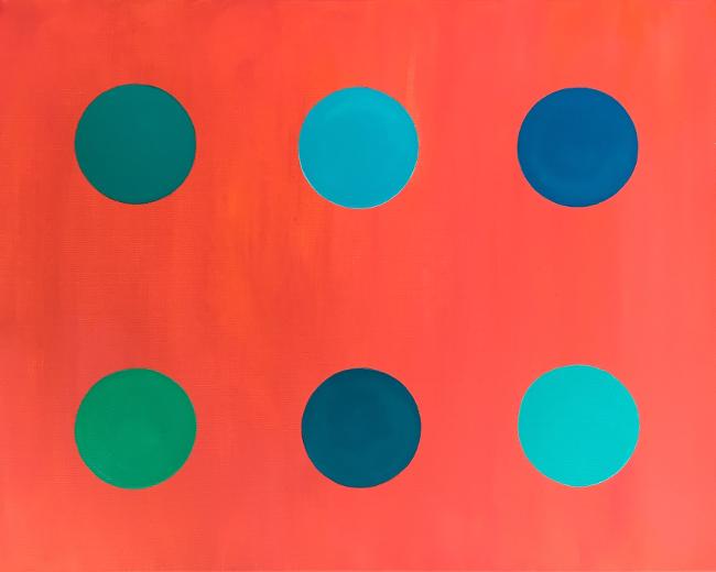 orange with blue dots by marta baricsa