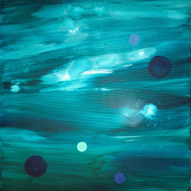 sea deep teal flow painting by Marta Baricsa